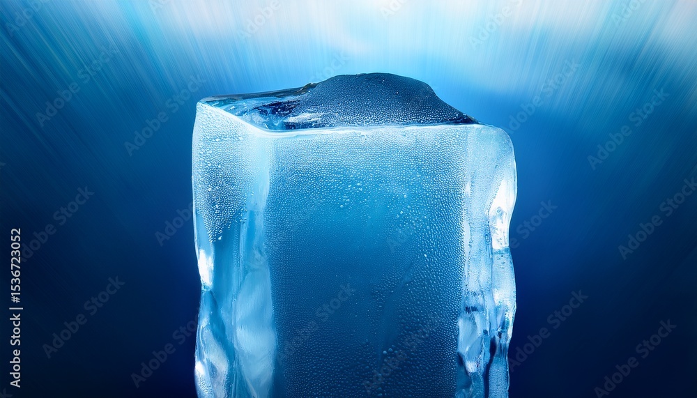 Obraz premium frozen water transparent column of ice going into the depths natural background with blur effect illustration for banner flyer brochure booklet presentation or website