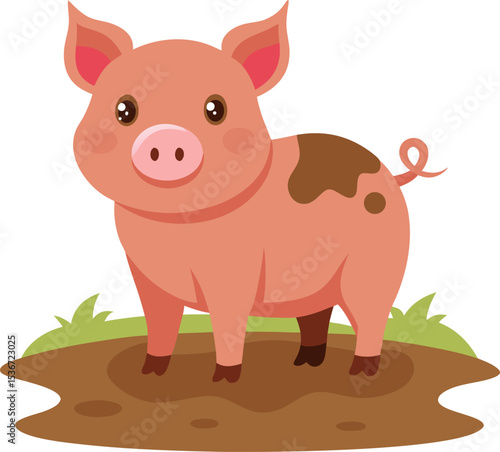 Silhouette of Muddy Pig Vector Illustration