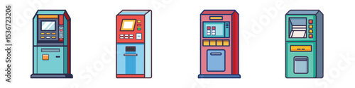 ATM Machine Flat Style Vector Illustration