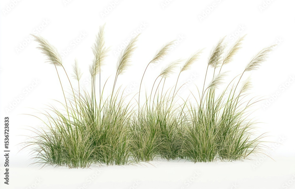 Fototapeta premium Three clumps of long grass plant vegetation ornamental.