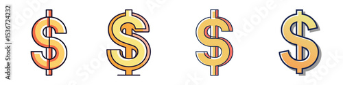 Dollar Sign Flat Style Vector Illustration