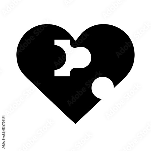 puzzle heart icon on white background  .svg