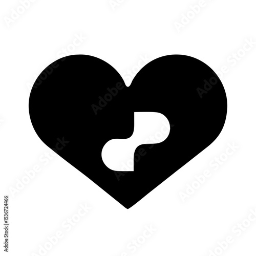 puzzle piece heart icon on white background  .svg
