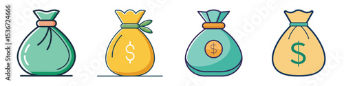 Money Bag Flat Style Vector Illustration