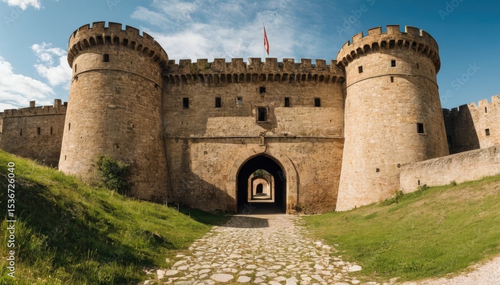A panoramic view of an old military fort, rich in history and architecture A panoramic view of an old military fort, rich in history and architecture
