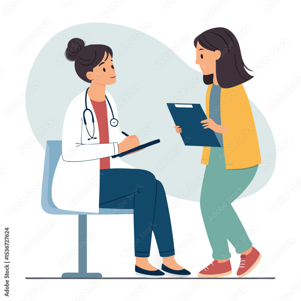 Fototapeta premium young female doctor consulting patient hospital