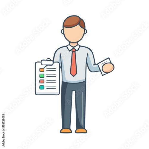 Business professional holding checklist and document in office during daytime