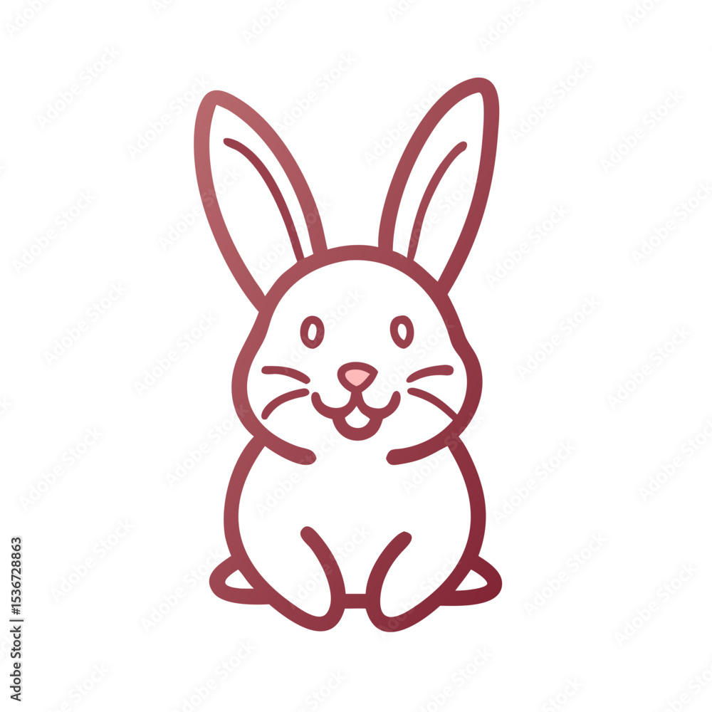 Cute cartoon rabbit sitting happily with big ears and a friendly expression, perfect for spring or Easter themes Cute cartoon rabbit sitting happily with big ears and a friendly expression, perfect for spring or Easter themes