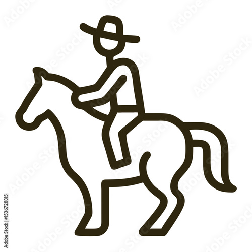Rider on horseback sporting a hat during outdoor cattle herding at a ranch in the countryside
