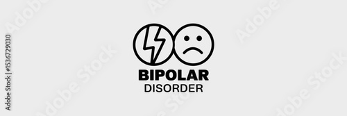 Bipolar disorder vector icon with filled mania and empty depression circles – Ideal for mental health education, mood phase representation, or bipolar disorder awareness.