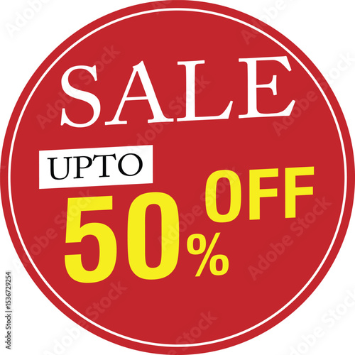 50% off sale tag. Sale of special offers. Discount with the price is 50%.