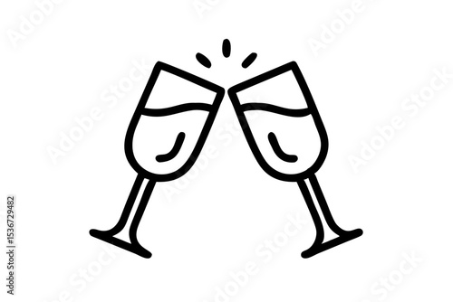Celebration with two glasses clinking together in a festive atmosphere during a special occasion