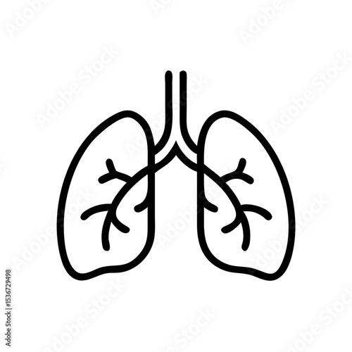 Illustration of human lungs depicting the respiratory system with detailed bronchial structure in a minimalist style