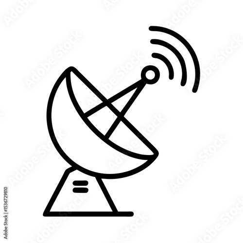 Satellite dish broadcasting signals from an elevated location in a tech facility during daylight hours