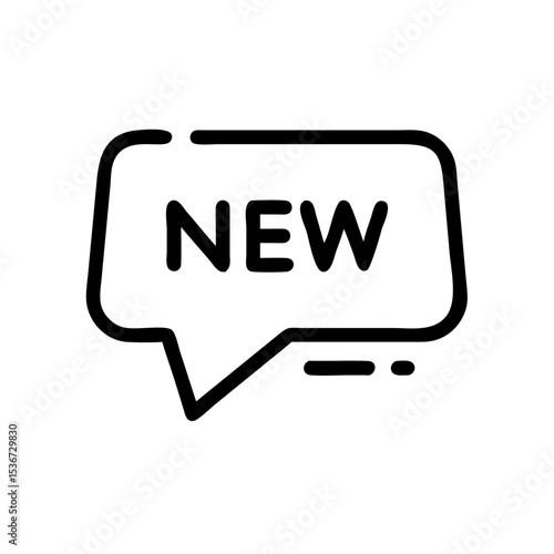 New speech bubble design featuring a simple black outline to convey updates or announcements effectively