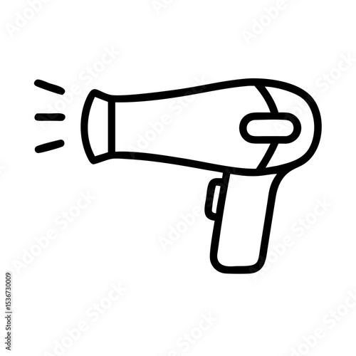 Hair dryer designed with simplicity, showcasing sleek lines and functionality in a modern bathroom setting