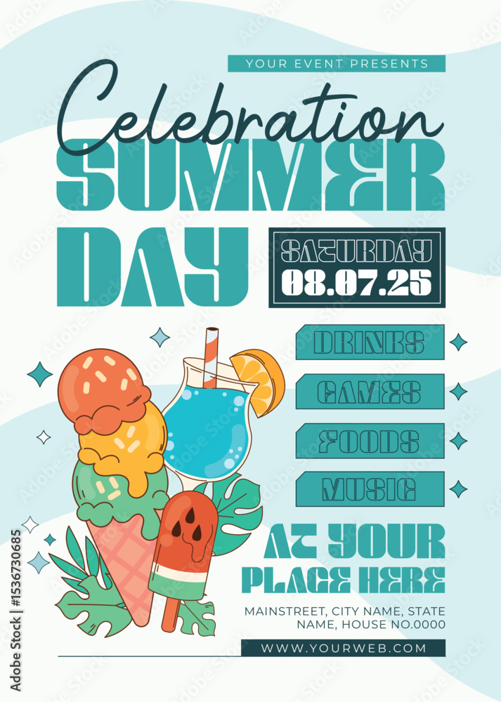 Fototapeta premium Celebration Summer Day Flyer