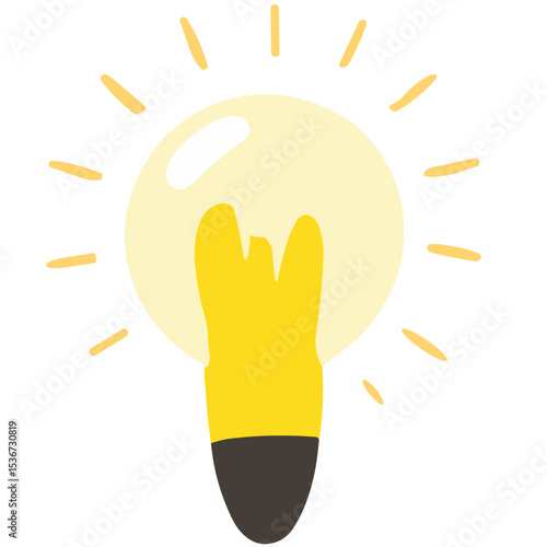 Lightbulb with a hand pointing to it, representing creative ideas and innovative thinking.

