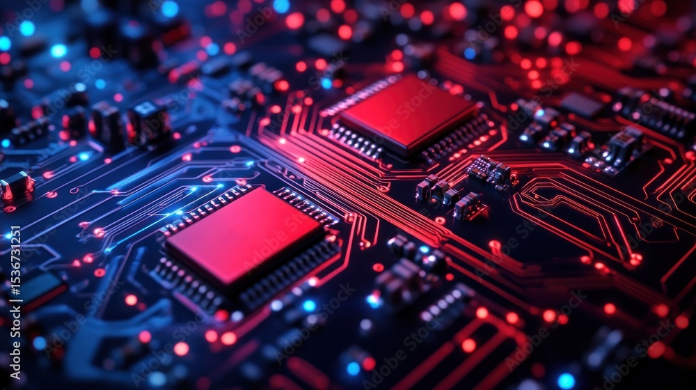Close up of illuminated circuit board Close up of illuminated circuit board
