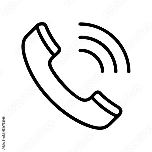 Minimalist black and white telephone icon with sound waves indicating an incoming call
