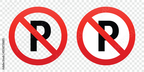 Two prominent no parking signs in bright red and white with a bold 'P' crossed by a red line. These signs clearly communicate a parking prohibition in the area.