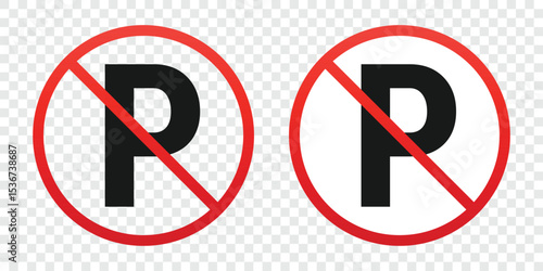 Two red and white no parking signs are displayed on a transparent background, universally indicating areas where vehicle placement is prohibited.