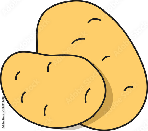 Flat Vector Illustration of Fresh Potatoes with Simple Cartoon Style for Food Packaging, Recipe Design, and Healthy Eating Concepts