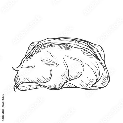 Peanut Butter Toast sketch. Illustration isolated on white background.