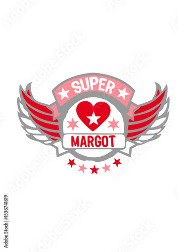 margot super logo aile tampon coeur love prenom