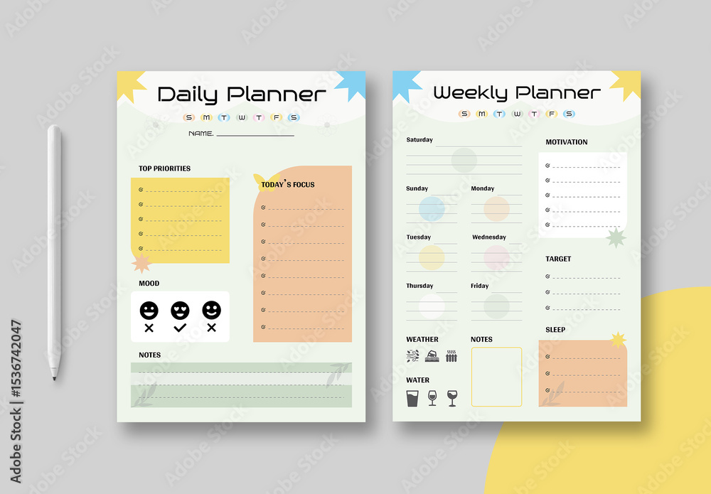 Weekly Planner Template Layout Stock Template | Adobe Stock