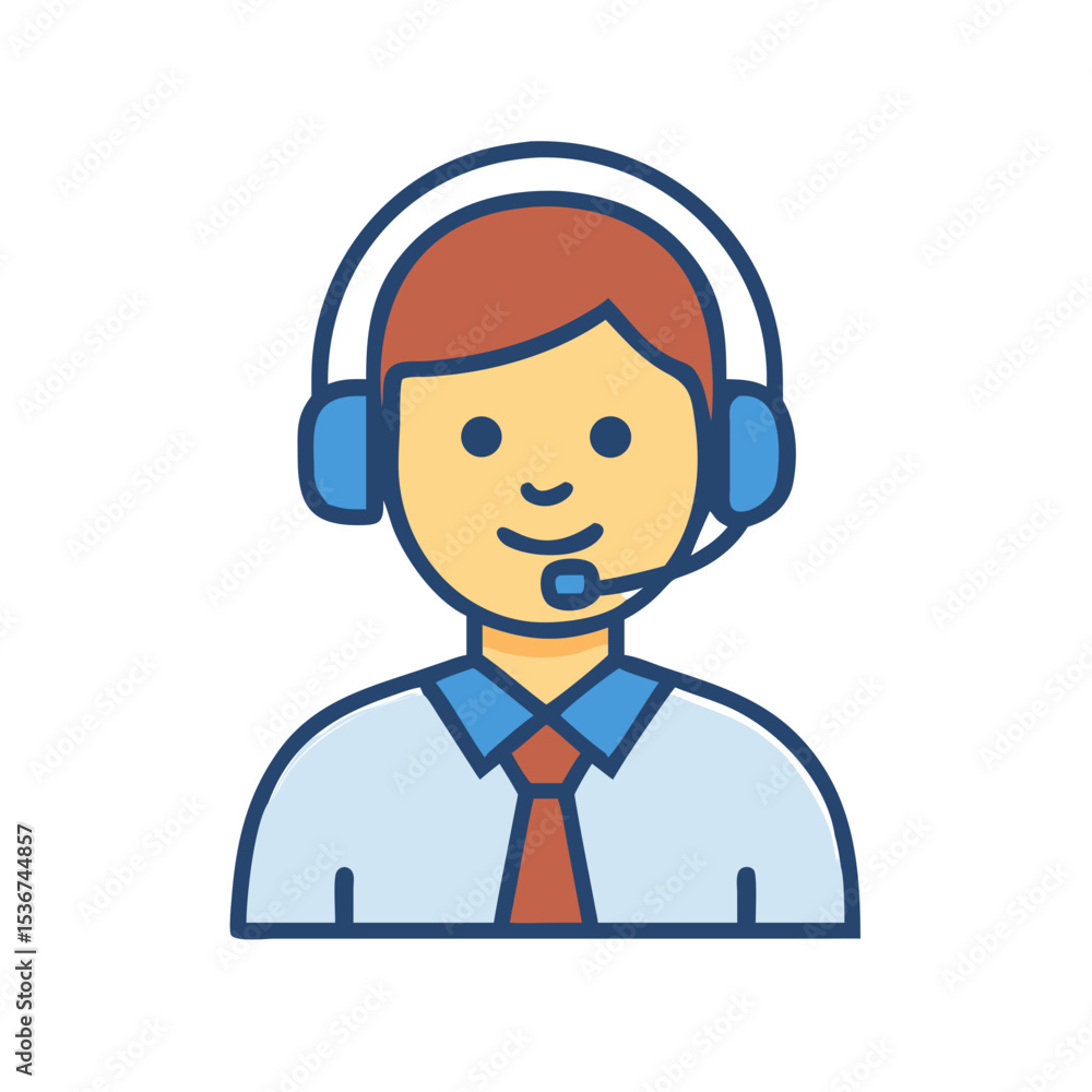 Customer service representative wearing a headset provides support during a busy workday in an office setting Customer service representative wearing a headset provides support during a busy workday in an office setting