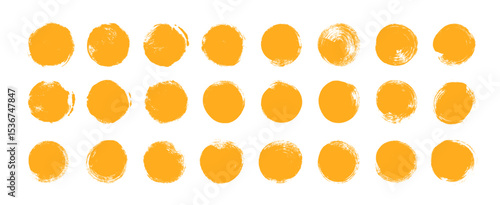Collection of yellow rough brush strokes. Artistic chinese or japanese calligraphy blots.
