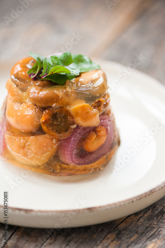 Terrine with milk cap mushrooms and red onion 
