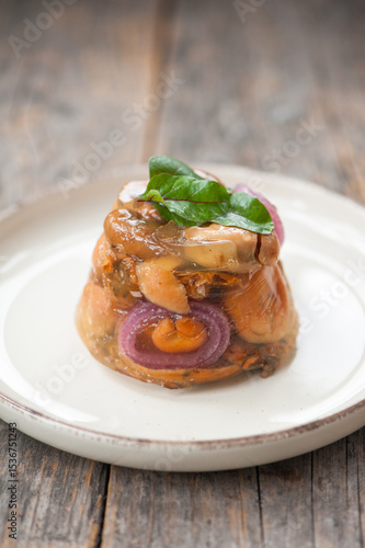 Terrine with milk cap mushrooms and red onion 