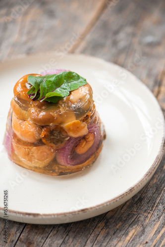Terrine with milk cap mushrooms and red onion 