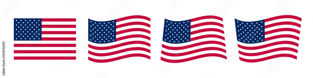 Fototapeta premium Usa flag icon symbol set