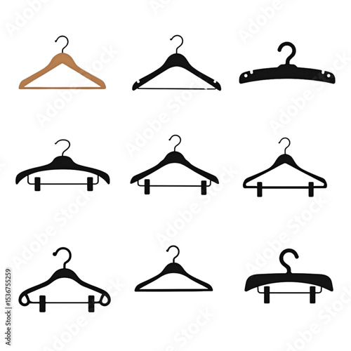 Versatile Clothing Hanger Icons Set Perfect for Retail Branding Design and Apparel Logos