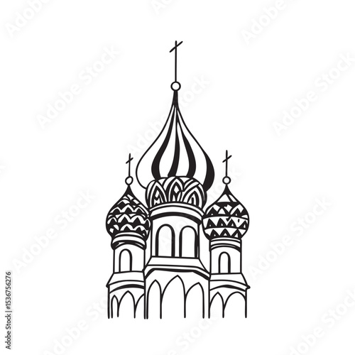 -line art of Russian church dome