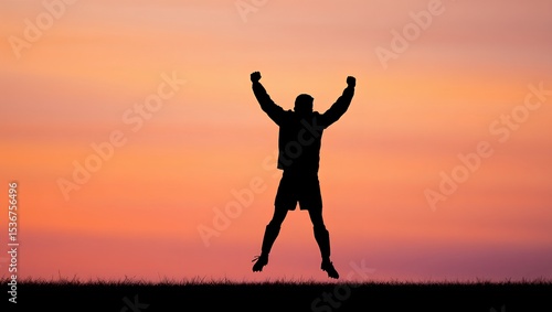 Wallpaper Mural Soccer Player Victory Jump Silhouette at Sunset Torontodigital.ca