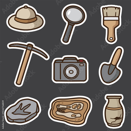 set of archeology equipment good for sticker, element design, icon, etc