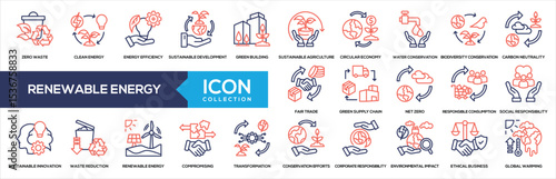 Renewable Energy Line Color Icon Collection