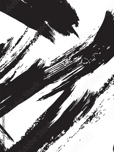 Abstract Black and White Brush Strokes Texture Background for Design Projects