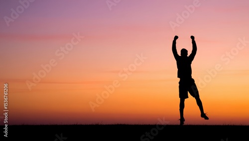 Wallpaper Mural Soccer Player Victory Jump Silhouette at Sunset Torontodigital.ca
