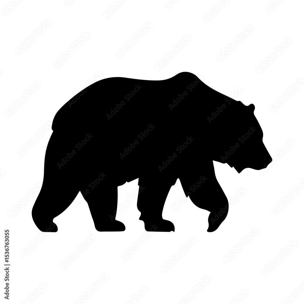 Fototapeta premium Minimalist Black Bear Silhouette on White Background. 