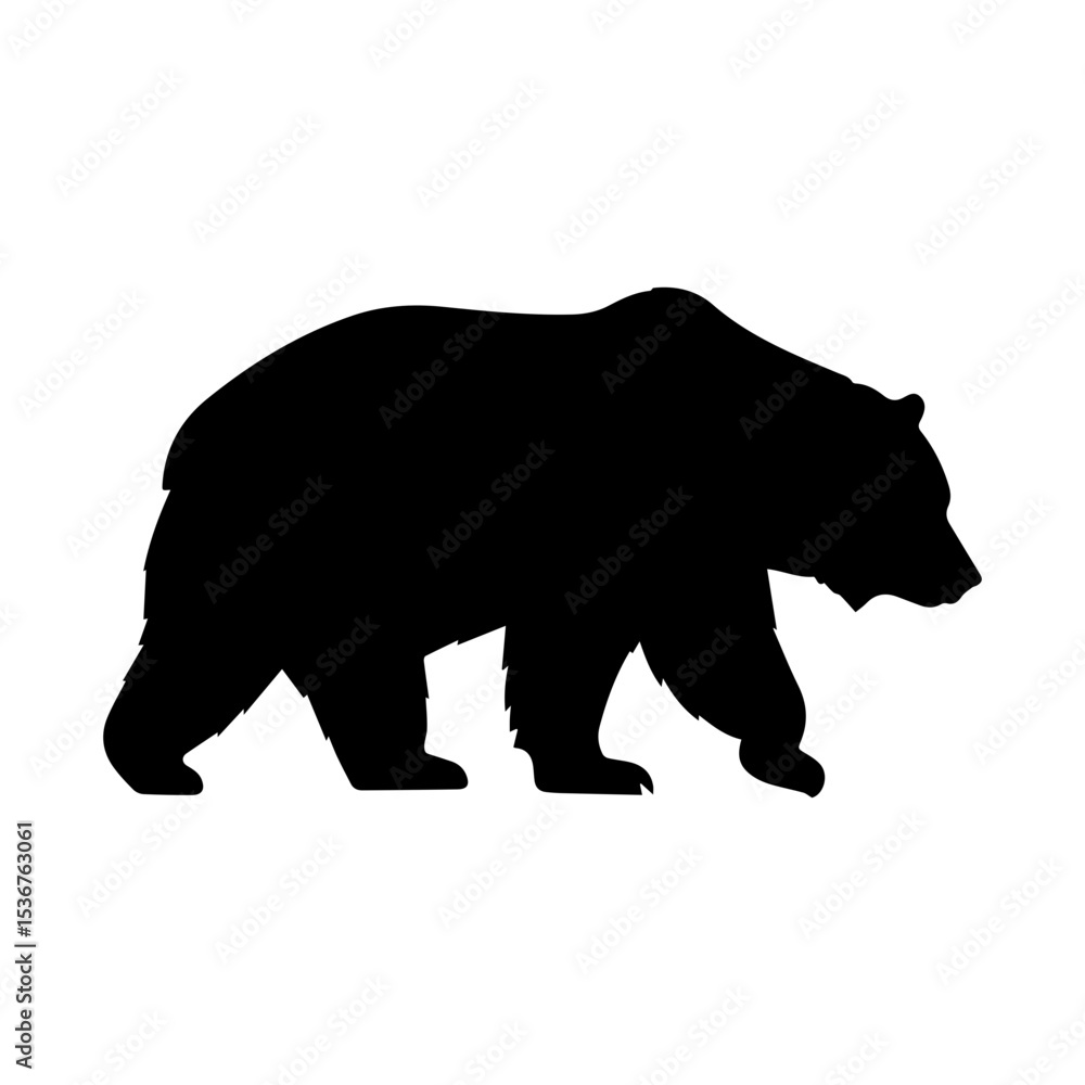 Fototapeta premium Minimalist Black Bear Silhouette on White Background. 