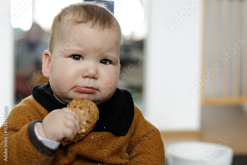 Adorable baby boy enjoys a ...