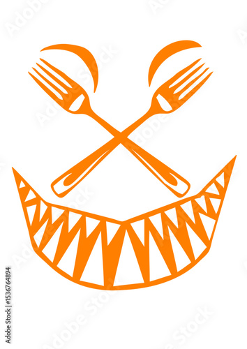 fourchette smiley cuisine dent feroce gueule