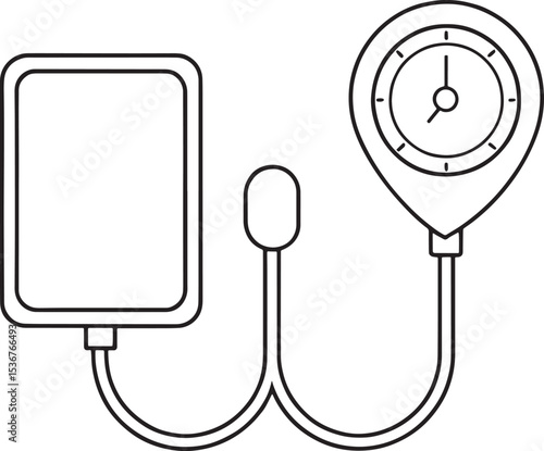 Simple line drawing of a medical sphygmomanometer blood pressure gauge