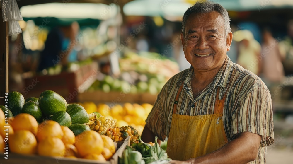 Obraz premium Smiling market vendor