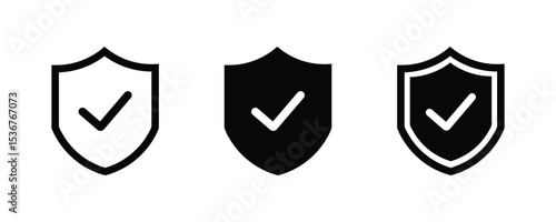 Shield with check mark icon vector design.
